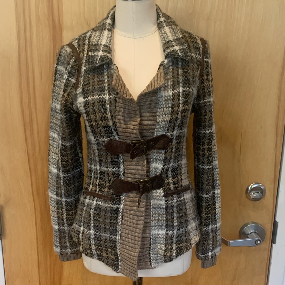 Free people - abstract plaid cardigan